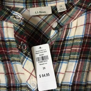 LL Bean NWT Flannel Nightgown 2X Plaid